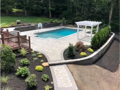 Flagstone walkway through garden